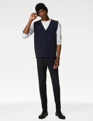 

Mens Autograph Cotton Blend Knitted Waistcoat - Navy, Navy