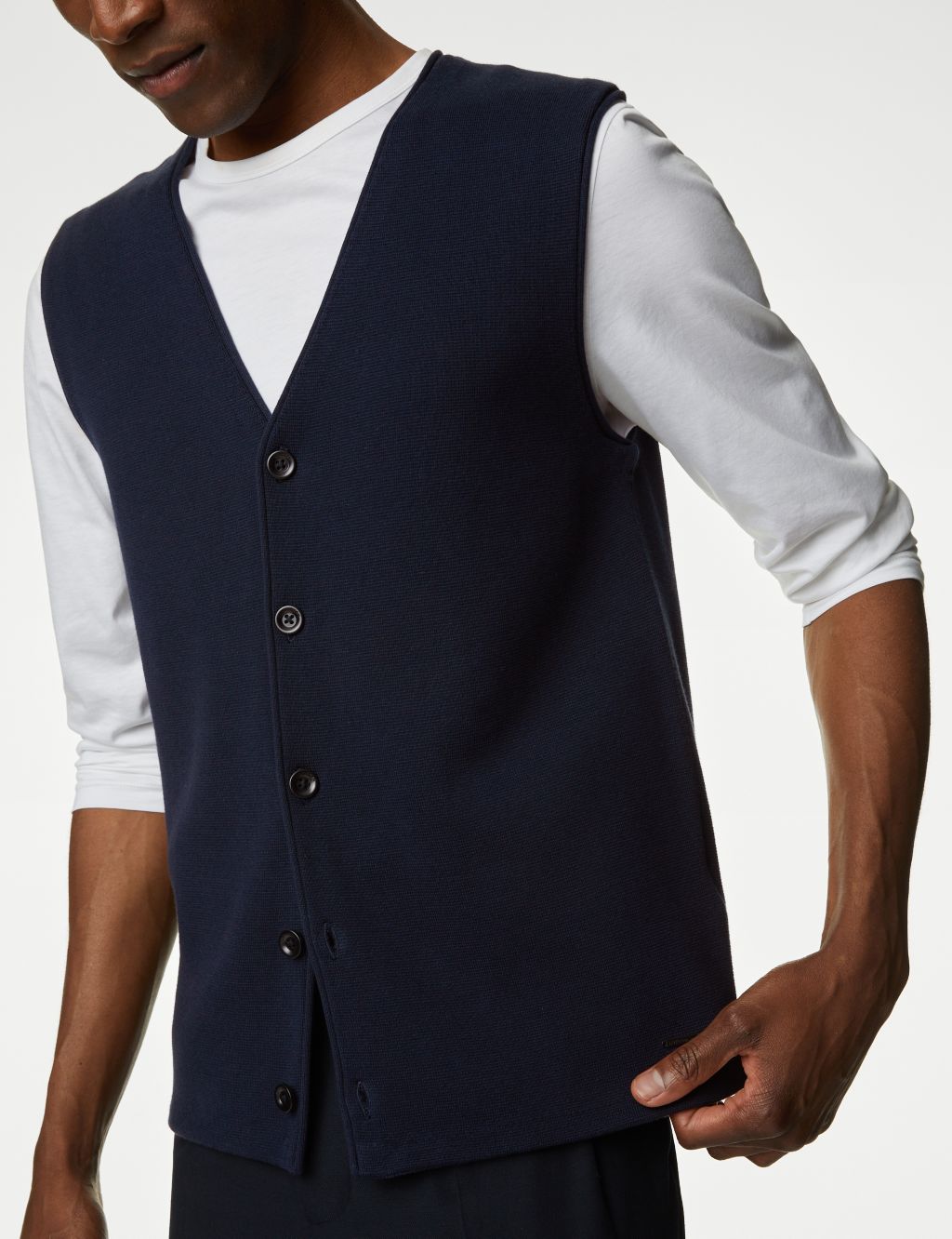Cotton Blend Knitted Waistcoat image 4