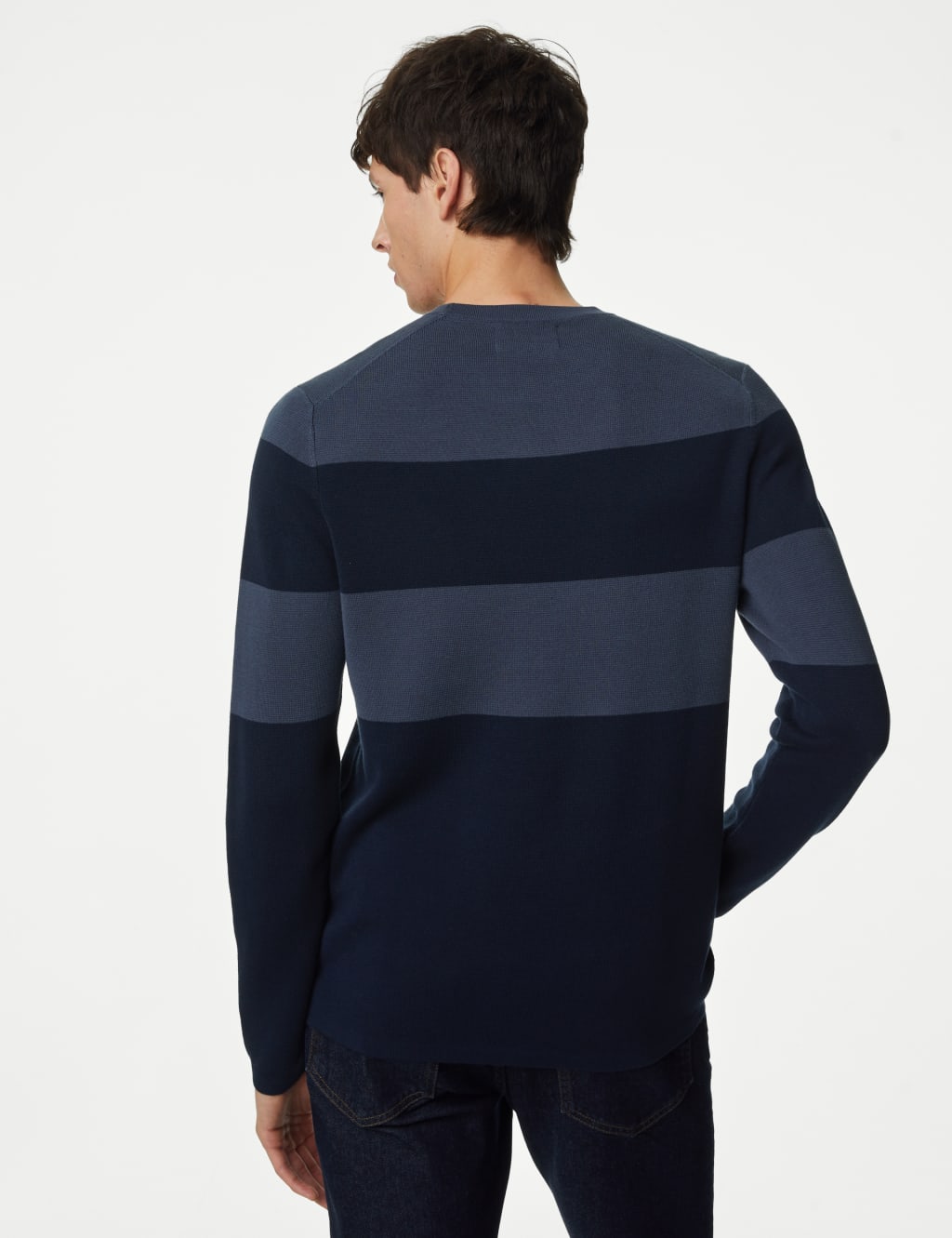 Cotton Rich Block Stripe Crew Neck Jumper image 5