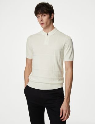 Supima® Cotton Rich Zip Up Knitted Polo Shirt