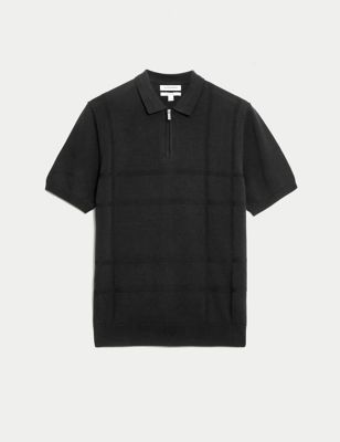 Supima® Cotton Rich Zip Up Knitted Polo Shirt