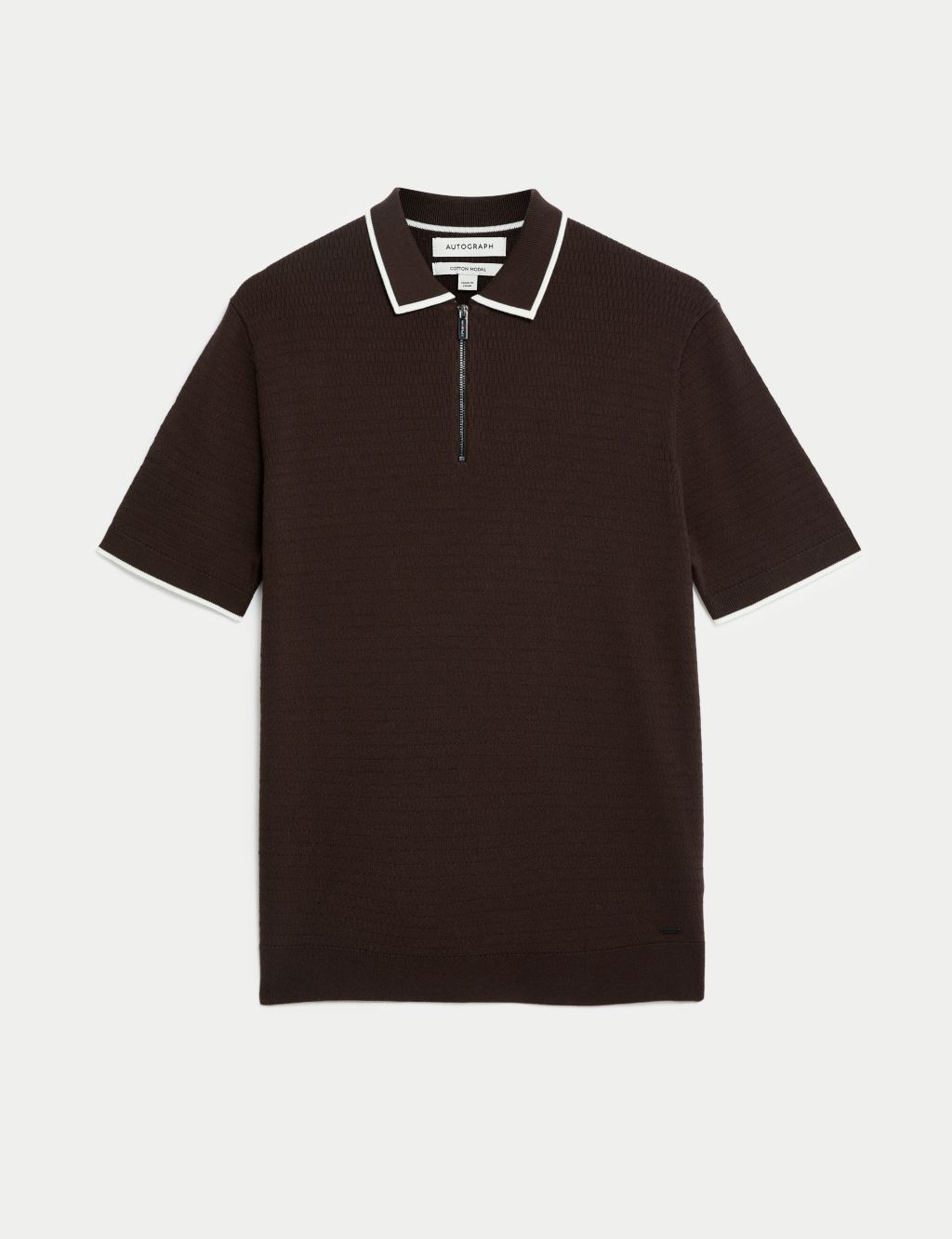 Cotton Blend Textured Knitted Polo Shirt image 2