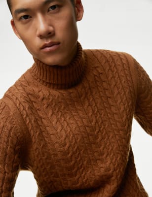 

Mens Autograph Extra Fine Merino Wool Jumper with Cashmere - Bronze, Bronze