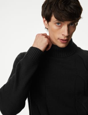 

Mens Autograph Extra Fine Merino Wool Jumper with Cashmere - Black, Black