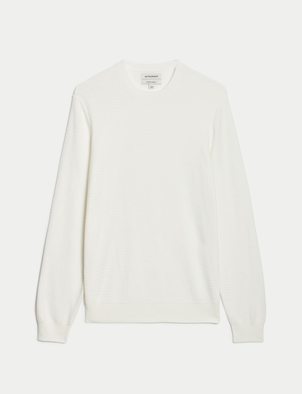 Cotton and Modal Blend Textured Crew Neck Jumper image 2