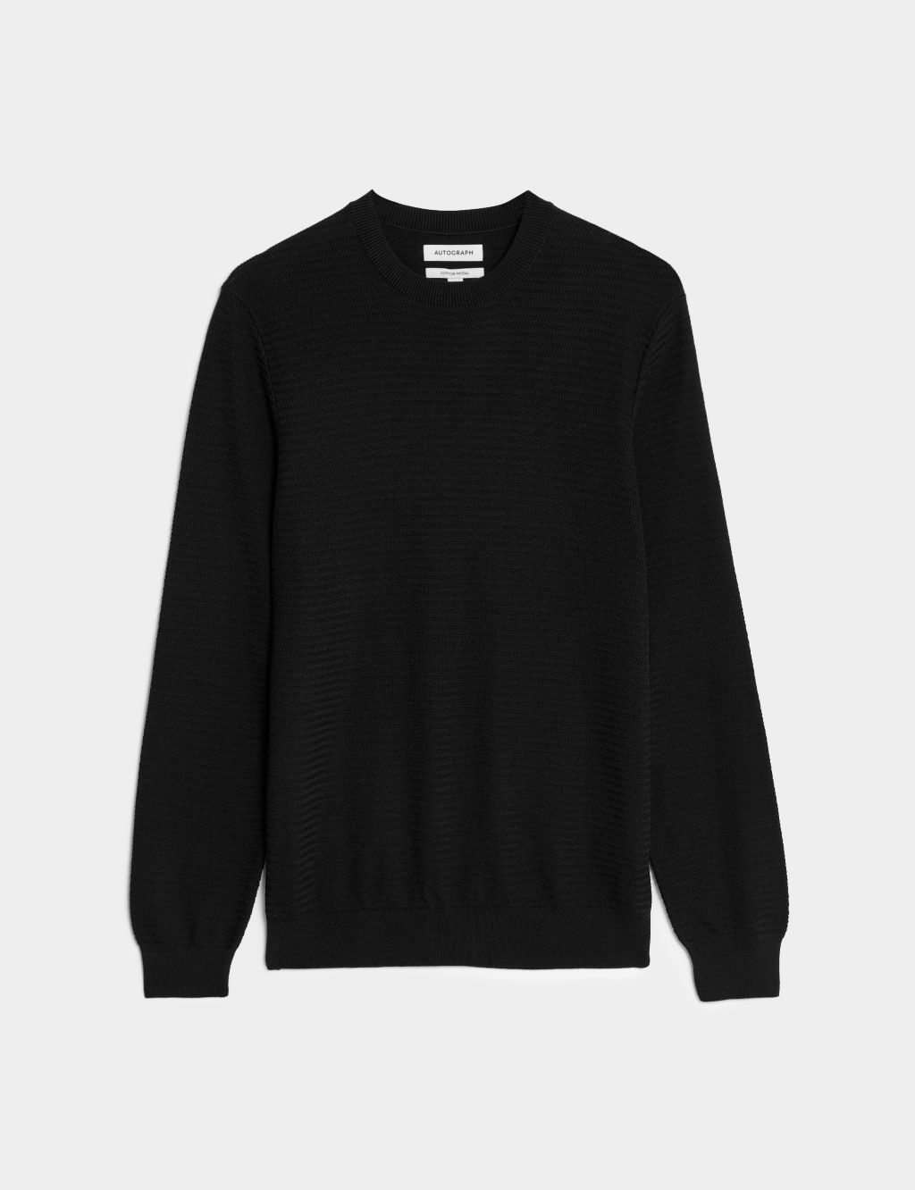 Cotton and Modal Blend Textured Crew Neck Jumper image 2