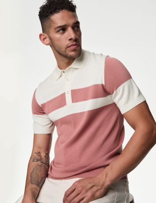 

Mens Autograph Cotton Rich Knitted Polo Shirt - Rose Mix, Rose Mix