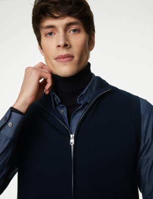 

Mens Autograph Cotton Rich Zip-up Gilet - Navy, Navy