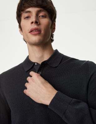 

Mens Autograph Poloshirt im Stricklook mit hohem Baumwollanteil - Black, Black