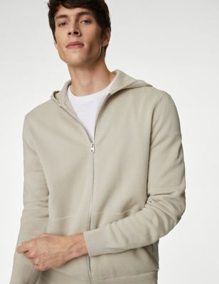 

Mens Autograph Cotton Rich Zip Up Knitted Hoodie - Stone, Stone
