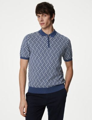 Knitted cotton hotsell polo shirt