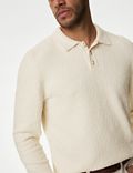 Bouclé-Strick-Poloshirt aus Baumwollmischgewebe