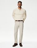 Cotton Blend Boucle Knitted Polo Shirt