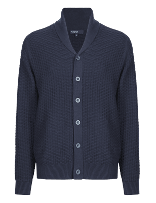 Pure Cotton Slim Fit Basket Weave Cardigan | Autograph | M&S