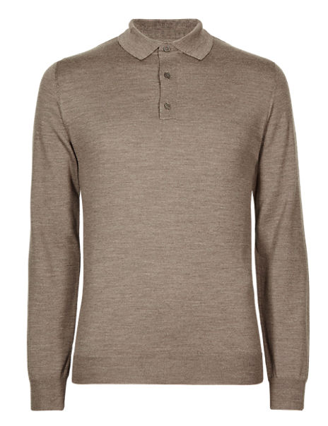 Merino Wool Rich Slim Fit Polo Jumper with Silk | Autograph | M&S
