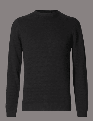 Pure Cotton Textured Slim Fit Jumper | Autograph | M&S