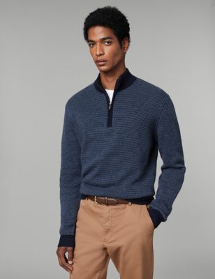 Wool Rich Half Zip Jumper with Cashmere | JAEGER | M&S