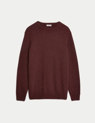 

JAEGER Mens Pullover mit Strukturmuster, Rundhalsausschnitt und hohem Wollanteil - Dark Burgundy, Dark Burgundy