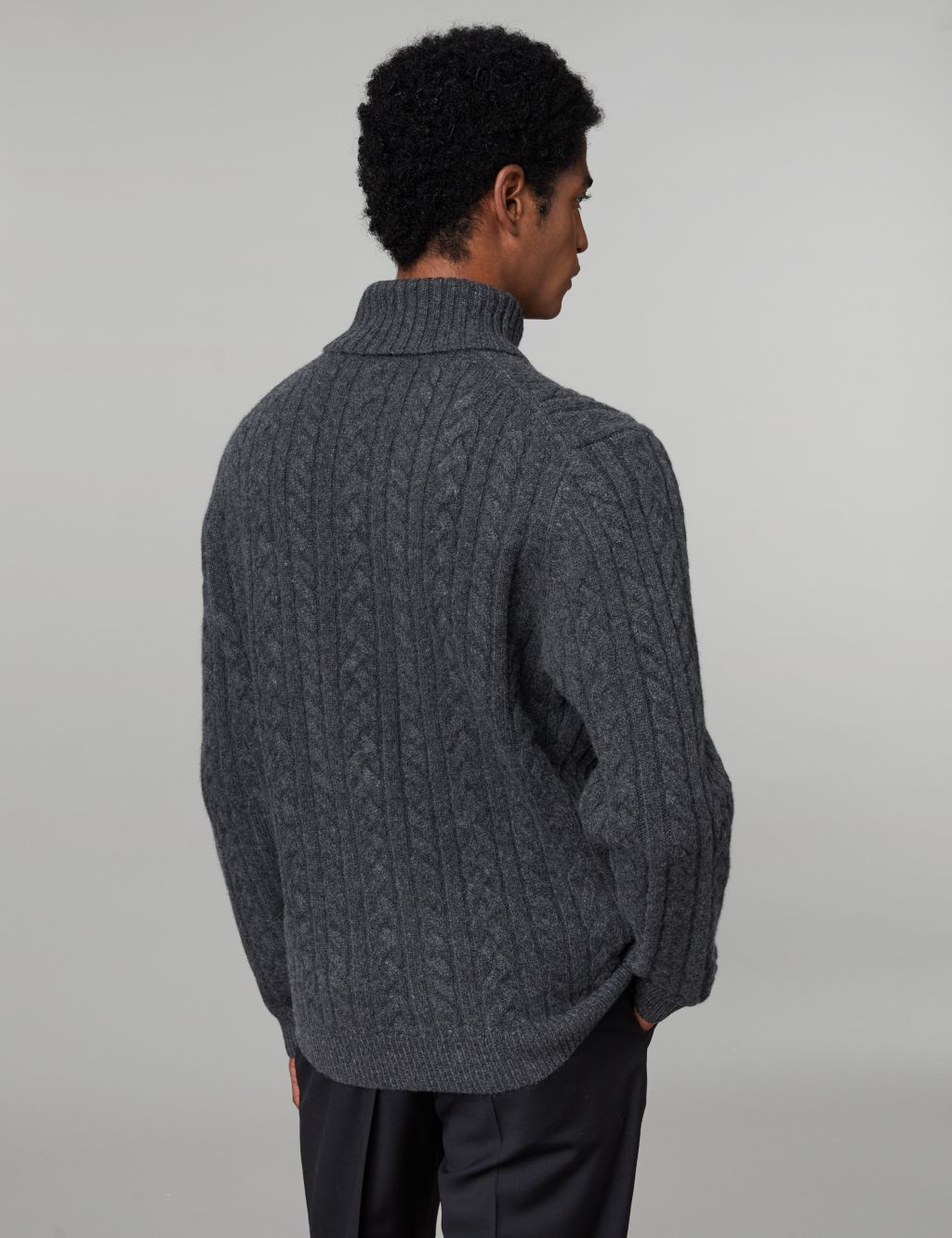 Pure Lambswool Cable Roll Neck Jumper image 5