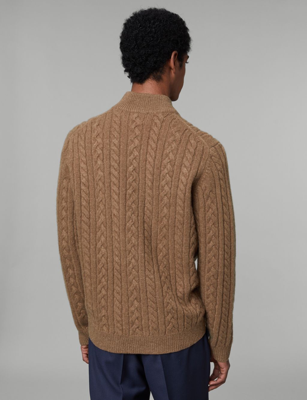 Pure Lambswool Cable Half Zip Jumper image 5