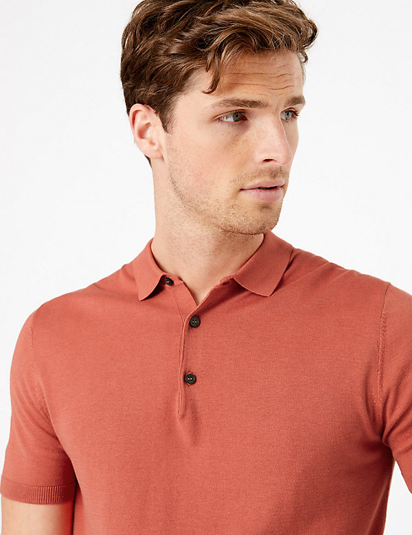 Silk Cotton Knitted Polo Shirt - SK
