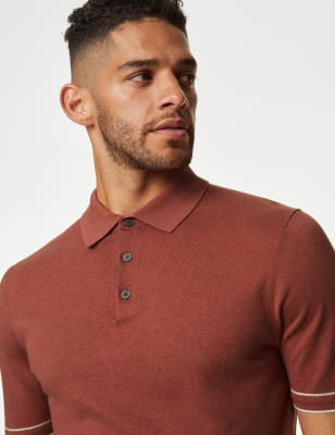 Silk Cotton Knitted Polo Shirt