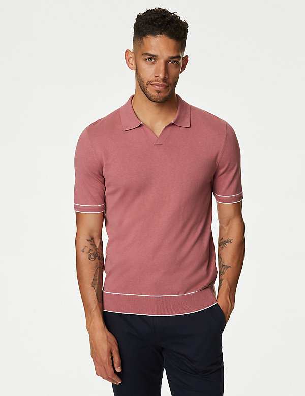 Silk Cotton Knitted Polo Shirt - BE