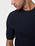 T-shirt en maille de coton à motif texturé
