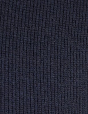 

M&S Collection Cárdigan de algodón acanalado con cuello chimeneaMens - Navy, Navy