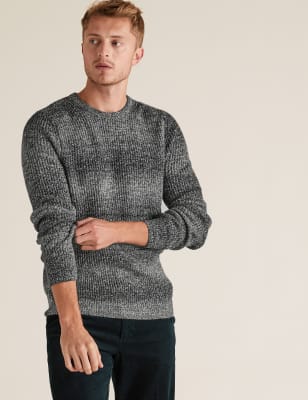 textured crew neck jumper
