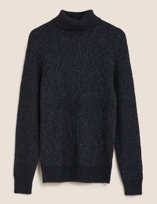 Chunky Cable Roll Neck Jumper With Wool | M&S Collection | M&S