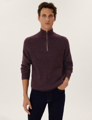 

Mens M&S Collection Super Soft Funnel Neck Jumper - Raspberry Mix, Raspberry Mix