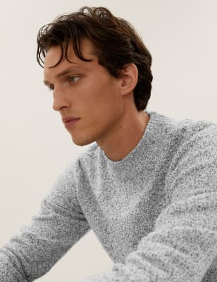 

M&S Collection Jersey de algodón con escote cerrado alto con lanaMens - Winter White, Winter White
