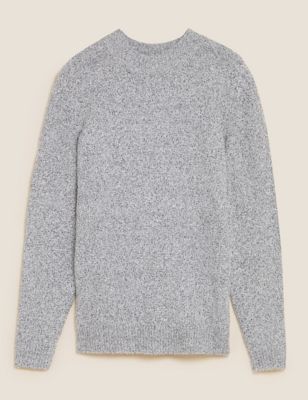 M&S Mens Cotton Rich High Crew Neck Jumper With Wool