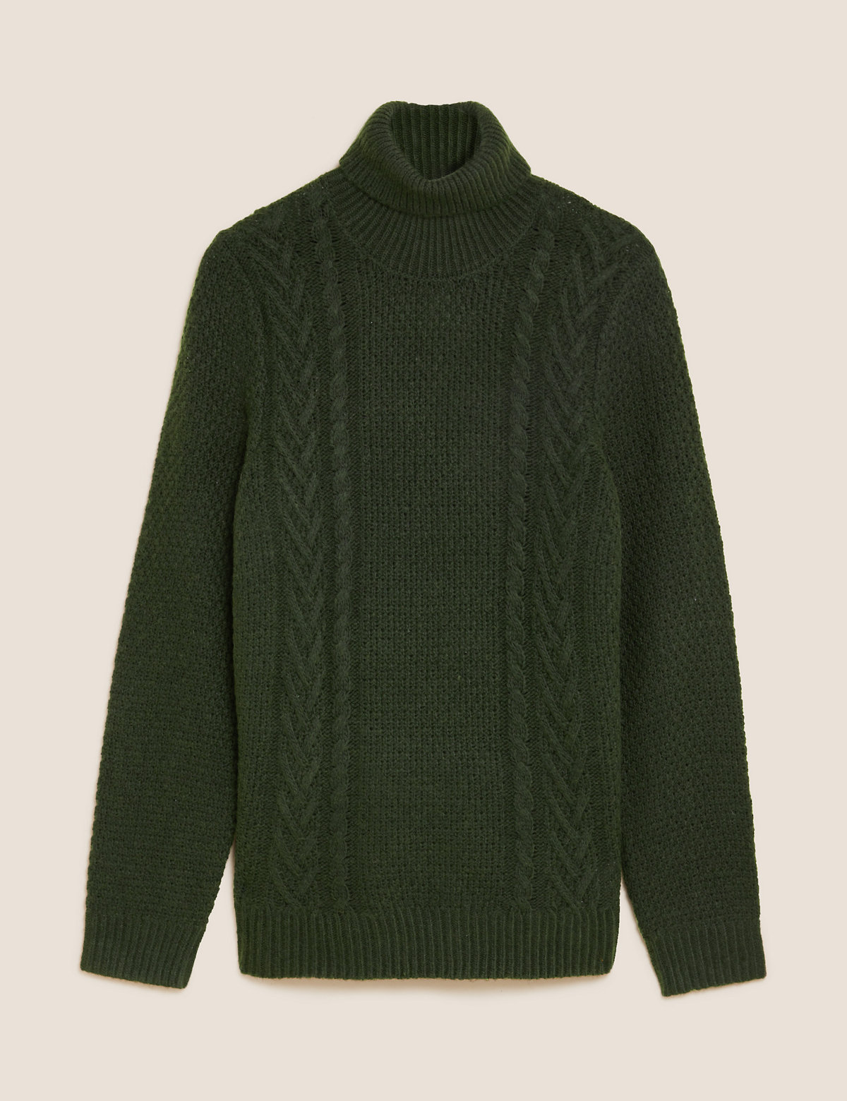 Cable High Neck Jumper with Wool