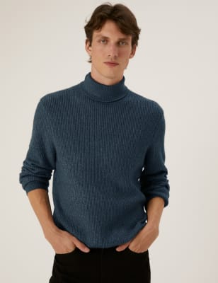 

M&S Collection Jersey muy suave con cuello vueltoMens - Navy Mix, Navy Mix