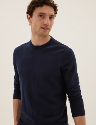 M&S Collection 2 Pack Pure Cotton Crew Neck Jumpers - XLREG - Navy, Navy