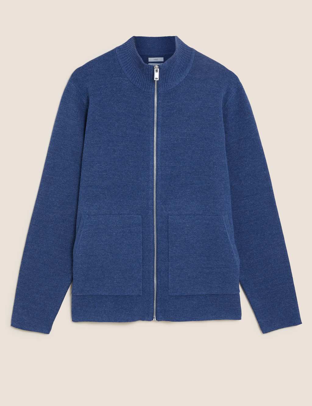 Cotton Blend Ribbed Zip Up Knitted Jacket image 2