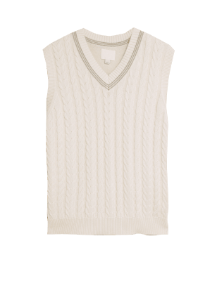 

Mens M&S Originals Premium Cotton Sleeveless V-Neck Jumper - Cream, Cream