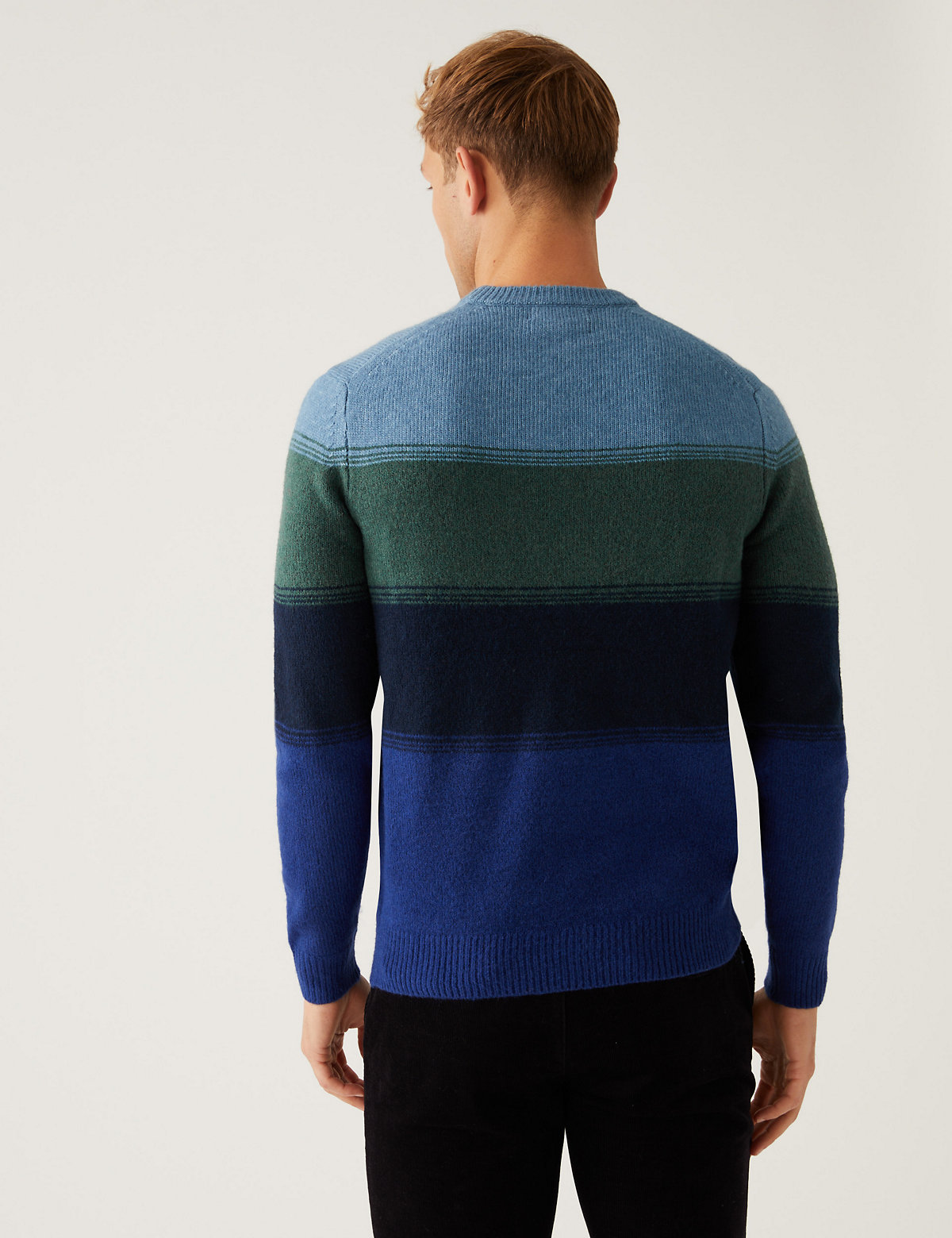 Striped Crew Neck Jumper with Wool