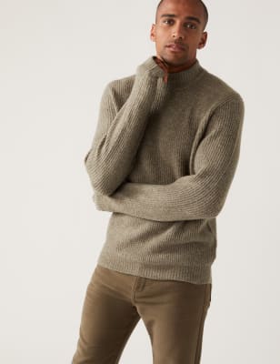 

Mens M&S Collection Grobstrick-Pullover mit Rollkragen - Light Green, Light Green