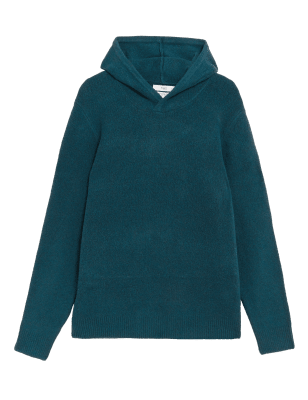 

Mens M&S Collection Cotton Blend Knitted Hoodie - Winter Turq, Winter Turq