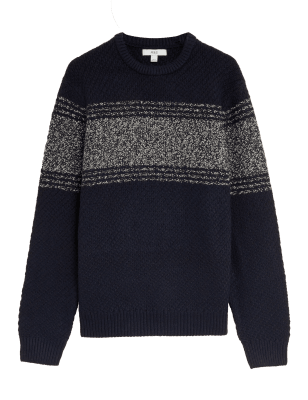 

Mens M&S Collection Chest Stripe Crew Neck Jumper - Navy, Navy