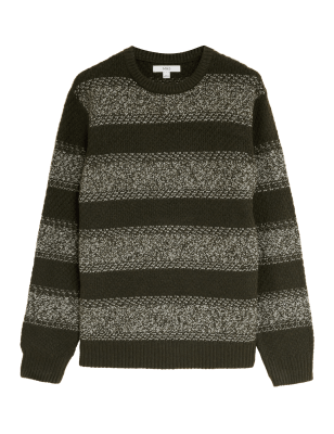 

Mens M&S Collection Striped Crew Neck Jumper - Navy, Navy