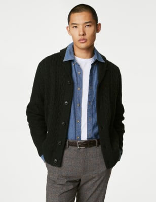 Cable Shawl Collar Cardigan