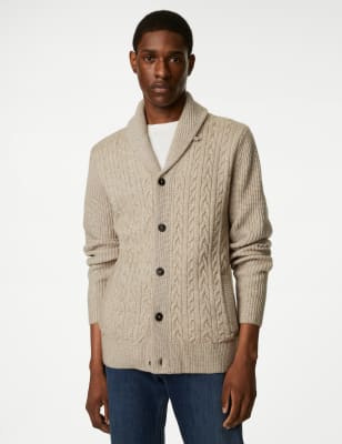 Cable Shawl Collar Cardigan