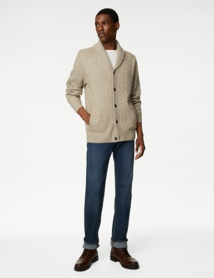 Cable Shawl Collar Cardigan