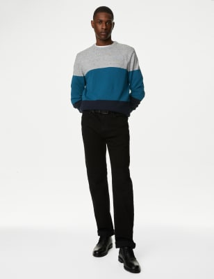 

Mens M&S Collection Pure Cotton Colour Block Crew Neck Jumper - Teal Mix, Teal Mix