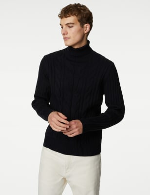 Chunky Cable Roll Neck Jumper