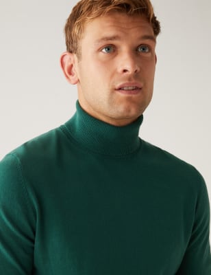 Men's cotton polo neck on sale jumpers